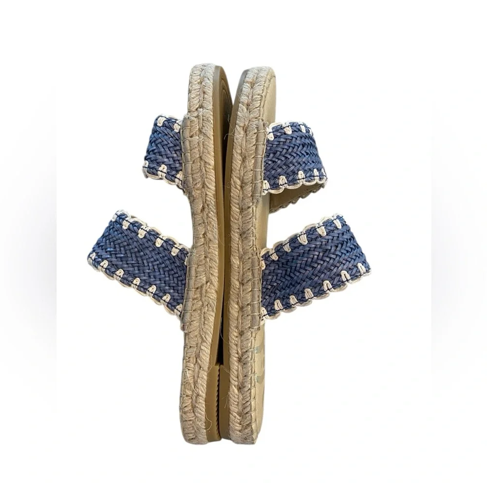 NWOT Vidorreta Blue and white jute Woven Slide espadrille Sandals